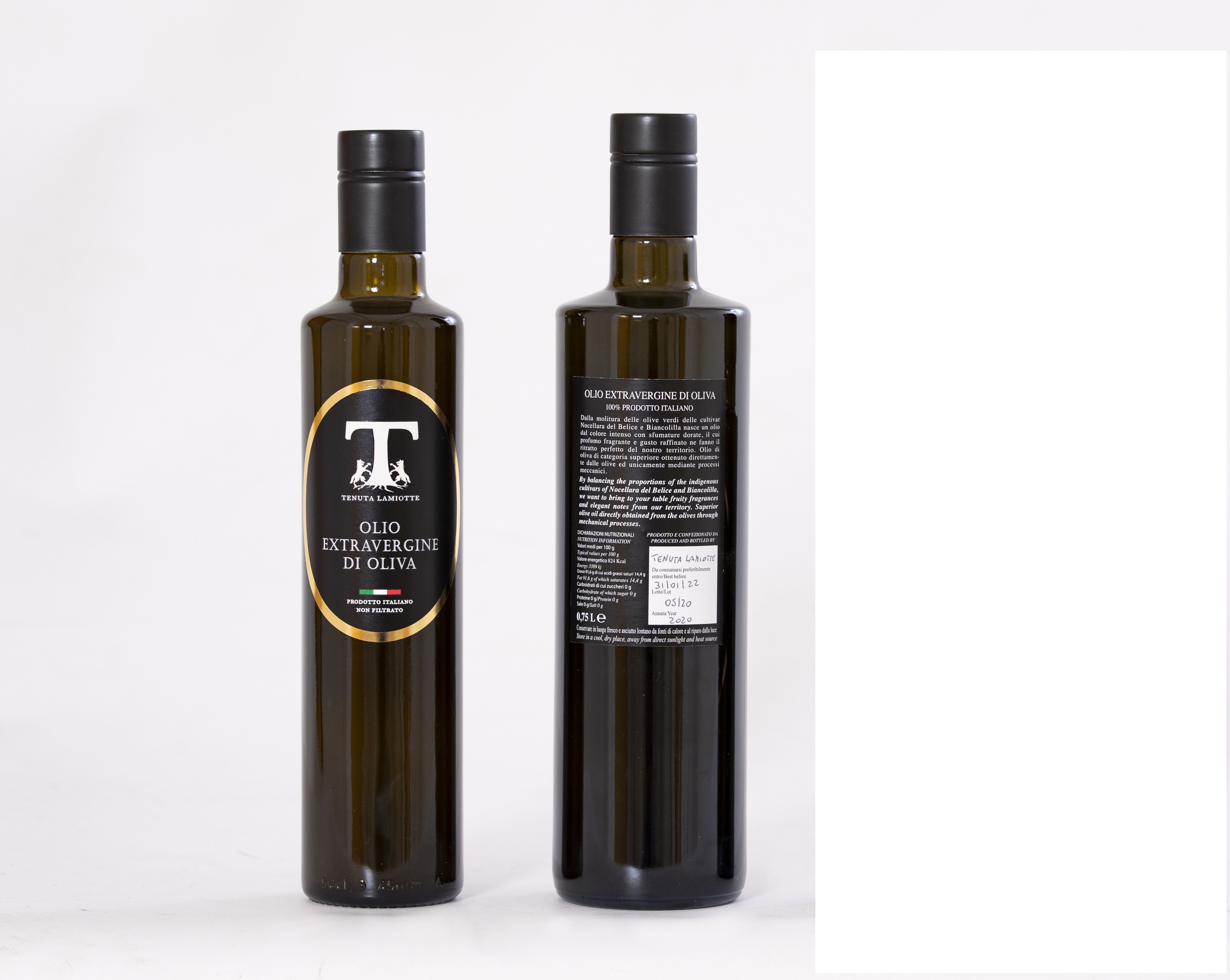 Tenuta Lamiotte Sicilian unfiltered extra virgin olive oil 75cl glass bottle